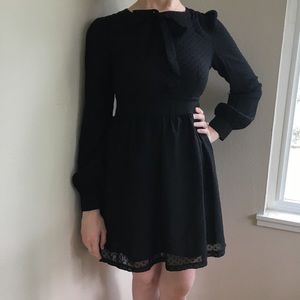 Retro inspired long sleeve sheer black dress.